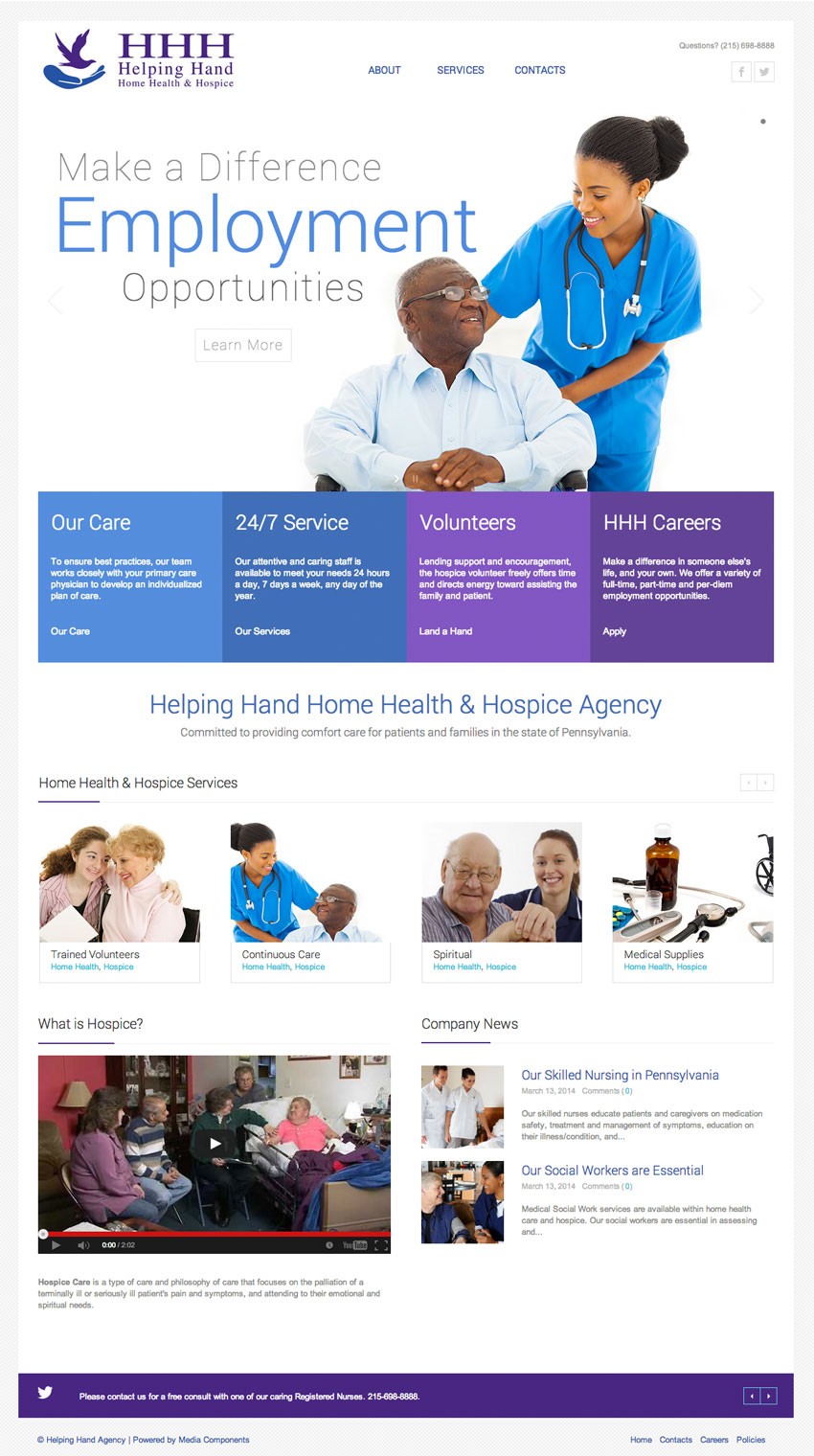 helping hand home health and hospice - philadelphia web design